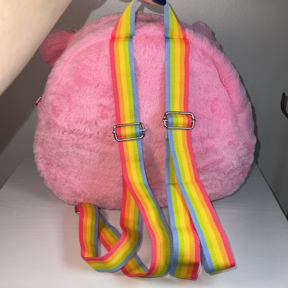 Large Pink Fuzzy Care Bears Plushie Backpack Kawaii - Picture 3 of 9